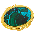 Зеркало карманное складное овальное из натурального камня Малахит с Хризоколлой Gold Stone Mirrors варинант исполнения - 1 | Loft Concept в Омске