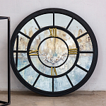 Зеркало настенное в чёрной металлической раме в виде часов Mirror Tower Clock варинант исполнения - 3 | Loft Concept в Омске