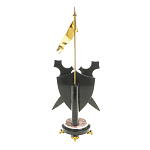 Часы настольные в виде щита с флагом из натуральных камней Змеевик и Креноид Stone Clock варинант исполнения - 4 | Loft Concept в Омске