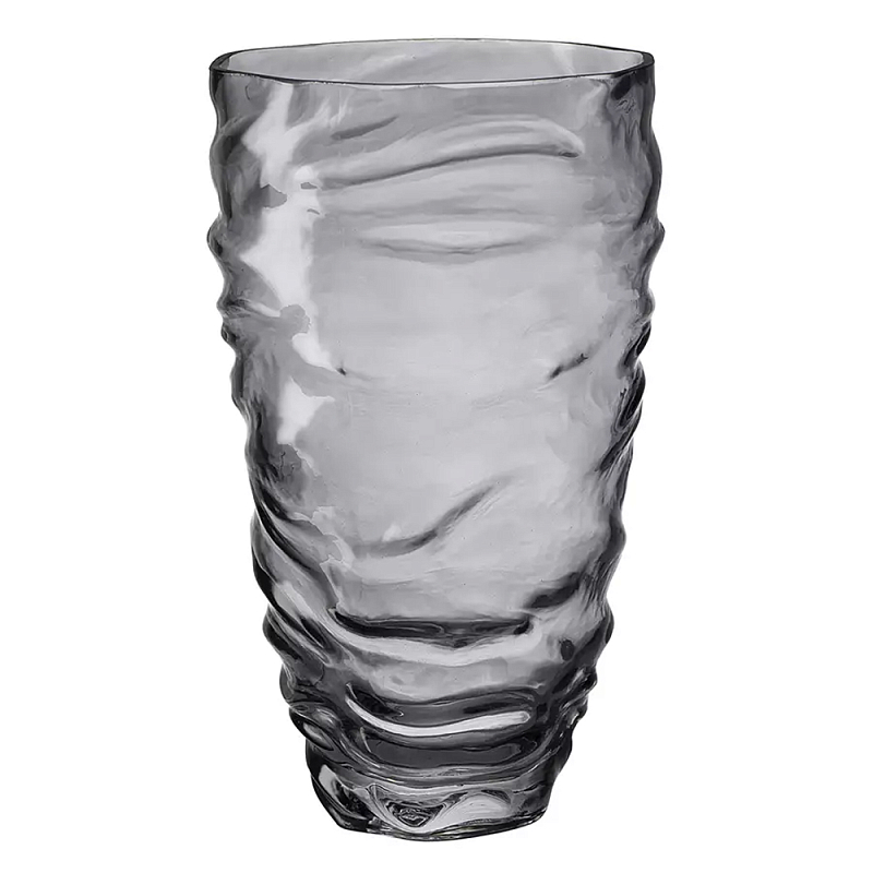 Ваза стеклянная фактурная Crumpled Vase 25,3 см Серый Ваза стеклянная фактурная Crumpled Vase 25,3 см Серый в Омске | Loft Concept