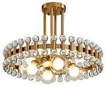 Люстра круглая золотистая с прозрачными стеклянными плафонами в форме шара Crystal Kaleidoscope варинант исполнения - 1 | Loft Concept в Омске