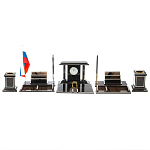 Настольный письменный набор с часами из природного камня обсидиана Team leader варинант исполнения - 1 | Loft Concept в Омске