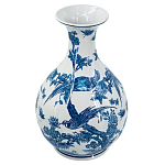 Ваза с мотивами цветущего сада с попугаями Blue Vase Inspired by Nature варинант исполнения - 1 | Loft Concept в Омске