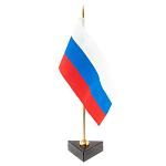 Флагшток настольный с флагом России из камня обсидиан Stone Flagpole варинант исполнения - 2 | Loft Concept в Омске