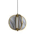 Подвесной светильник с круглым плафоном из искусственного алебастра в бронзовой оправе Marbella варинант исполнения - 1 | Loft Concept в Омске