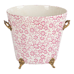 Кашпо из белого фарфора с розовым цветочным орнаментом Eden Garden варинант исполнения - 1 | Loft Concept в Омске