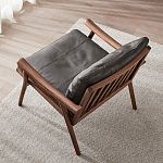 Кресло c каркасом из массива дерева и мягкой кожаной обивкой Walnut Armchair варинант исполнения - 3 | Loft Concept в Омске