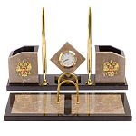 Настольный письменный набор из бежевого мрамора с часами Marble Accessory варинант исполнения - 1 | Loft Concept в Омске