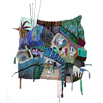 Панно гобелен яркие Пространство-Время TimeSpace Blue варинант исполнения - 2 | Loft Concept в Омске