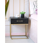 Приставной столик с резным узором на выдвижном ящике Black Table Carved Pattern варинант исполнения - 8 | Loft Concept в Омске