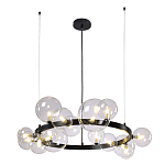 Люстра круглая подвесная с 15-ю прозрачными шарообразными плафонами из стекла Iona chandelier варинант исполнения - 7 | Loft Concept в Омске