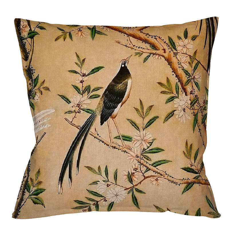 Декоративная подушка Beige and Green Chinoiserie 1 Бежевый Зеленый Декоративная подушка Beige and Green Chinoiserie 1 Бежевый Зеленый в Омске | Loft Concept