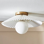 Потолочный светильник с белым плиссированным абажуром Headquarters варинант исполнения - 1 | Loft Concept в Омске