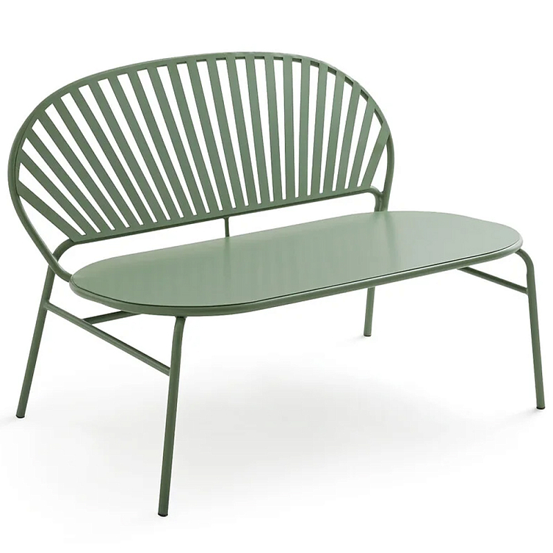 Зелёная скамья из стали Goodwin Metal Bench Green Зеленый шалфей в Омске | Loft Concept 