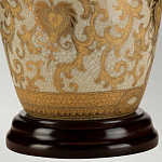 Настольная лампа с фарфоровым основанием с декоративным орнаментом и белым абажуром на темной круглой подставке Elstead Lighting варинант исполнения - 9 | Loft Concept в Омске