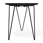 Стол журнальный с круглой столешницей из стекла на 3-х черных ножках Beige Marble варинант исполнения - 4 | Loft Concept в Омске