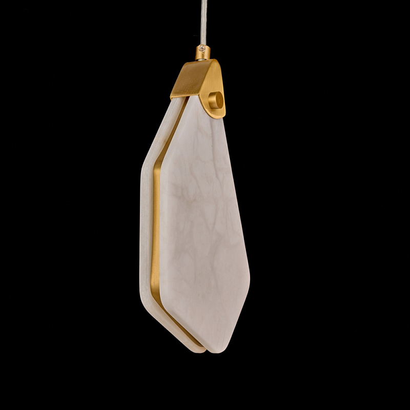 Подвесной светильник фигурный плафон Stone Polygon Белый Латунь в Омске | Loft Concept 