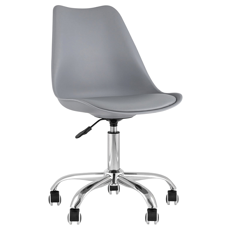 Офисный стул на металлическом основании EGGERY Grey пластик Черный Серый Хром в Омске | Loft Concept 