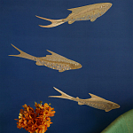 Обои с вышивкой ручной работы Deco Fish Aurum colourway on Caribbean Sea slub silk варинант исполнения - 1 | Loft Concept в Омске