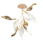 Люстра потолочная с белыми матовыми и золотыми глянцевыми листьями Wintery flovers варинант исполнения - 1 | Loft Concept в Омске