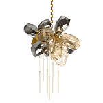 Люстра подвесная со стеклянными плафонами из дымчатого и золотистого с шестью вертикальными подвесками Gilded Mirage  варинант исполнения - 1 | Loft Concept в Омске