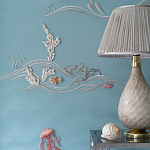 Обои с вышивкой ручной работы Amami Waves Moonbeam colourway on silk moire варинант исполнения - 4 | Loft Concept в Омске