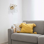 Бра золотого цвета с ветвями и белыми овальными стеклянными подвесками Droplet Chandelier варинант исполнения - 7 | Loft Concept в Омске