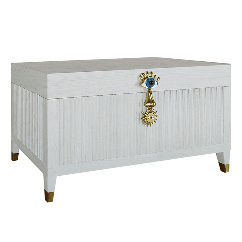 Большой дизайнерский Сундук Elsa Dreams White Белый Золотой в Омске | Loft Concept 