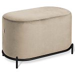 Банкетка овальная бежевый велюр на 4-х металлических ножках черного цвета SANJAY варинант исполнения - 1 | Loft Concept в Омске