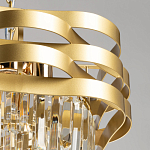 Люстра цвета матового золота с металлическими лентами и длинными прозрачными подвесками Gilded Waves варинант исполнения - 6 | Loft Concept в Омске