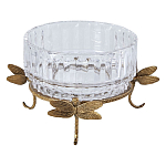 Чаша из прозрачного стекла на бронзовых ножках в виде стрекоз Eden Garden варинант исполнения - 1 | Loft Concept в Омске