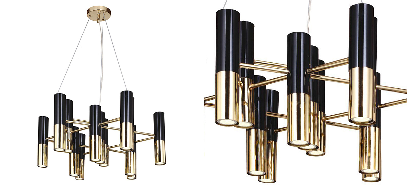 Люстра с черно-золотыми плафонами Delightfull - Loft-Concept в Омске