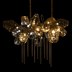 Люстра подвесная с 22-мя гранёными стеклянными плафонами с вертикальными подвесками Gilded Mirage  варинант исполнения - 8 | Loft Concept в Омске