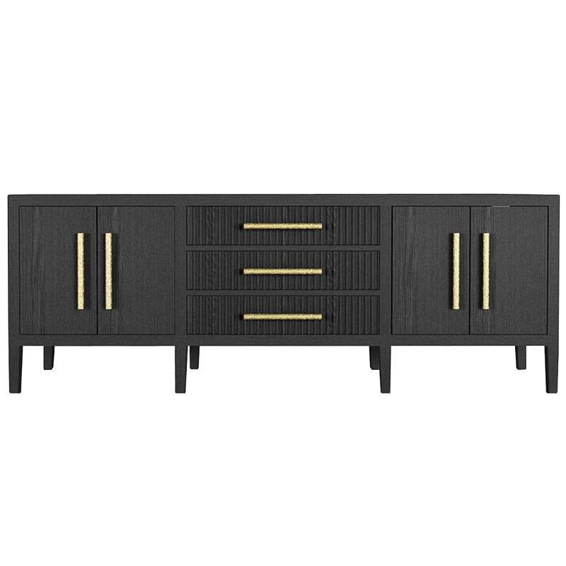 Большая VT-тумба Primo шпон Черный дуб Черный Золотой в Омске | Loft Concept 