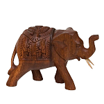 Статуэтка из дерева суар в виде слона в традиционном облачении Little Elephant варинант исполнения - 2 | Loft Concept в Омске