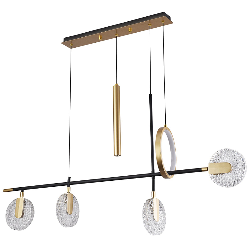 Линейная металлическая геометрическая люстра Geometry Crystal Linear Chandelier Латунь Прозрачный Черный Линейная металлическая геометрическая люстра Geometry Crystal Linear Chandelier Латунь Прозрачный Черный в Омске | Loft Concept
