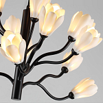 Люстра подвесная черного цвета с ветвями и белыми фарфоровыми цветами Floralis варинант исполнения - 6 | Loft Concept в Омске