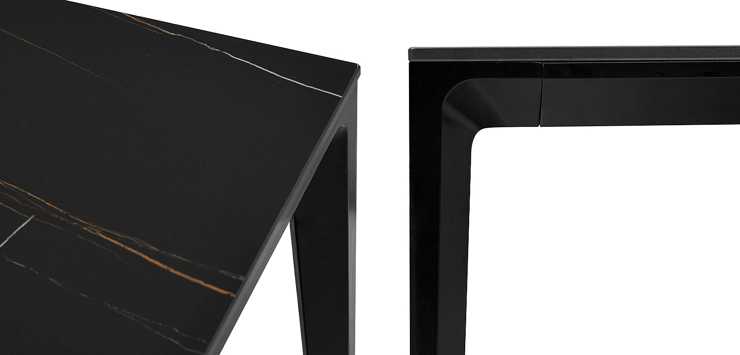 Обеденный стол чёрный с каменной столешницей Benton Dinner Table - Loft-Concept в Омске