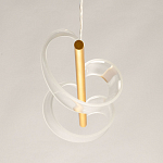 Люстра линейная золотистого цвета с двумя прозрачными волнистыми элементами Wave Line варинант исполнения - 8 | Loft Concept в Омске