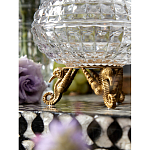 Конфетница прозрачная стеклянная на бронзовых ножках в виде морских коньков с крышкой в виде ракушки Eden Garden варинант исполнения - 5 | Loft Concept в Омске