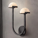 Бра с 2-мя мраморными плафонами на черном корпусе Light Warm Light варинант исполнения - 3 | Loft Concept в Омске