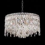 Люстра круглая с хрустальными подвесками на серебряном каркасе Roul Crystal Light варинант исполнения - 3 | Loft Concept в Омске