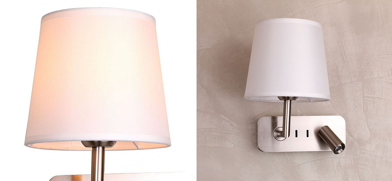 Бра с абажуром Trumpet Lamp Nickel 2 лампы Бра с абажуром Trumpet Lamp Nickel 2 лампы - Loft-Concept в Омске