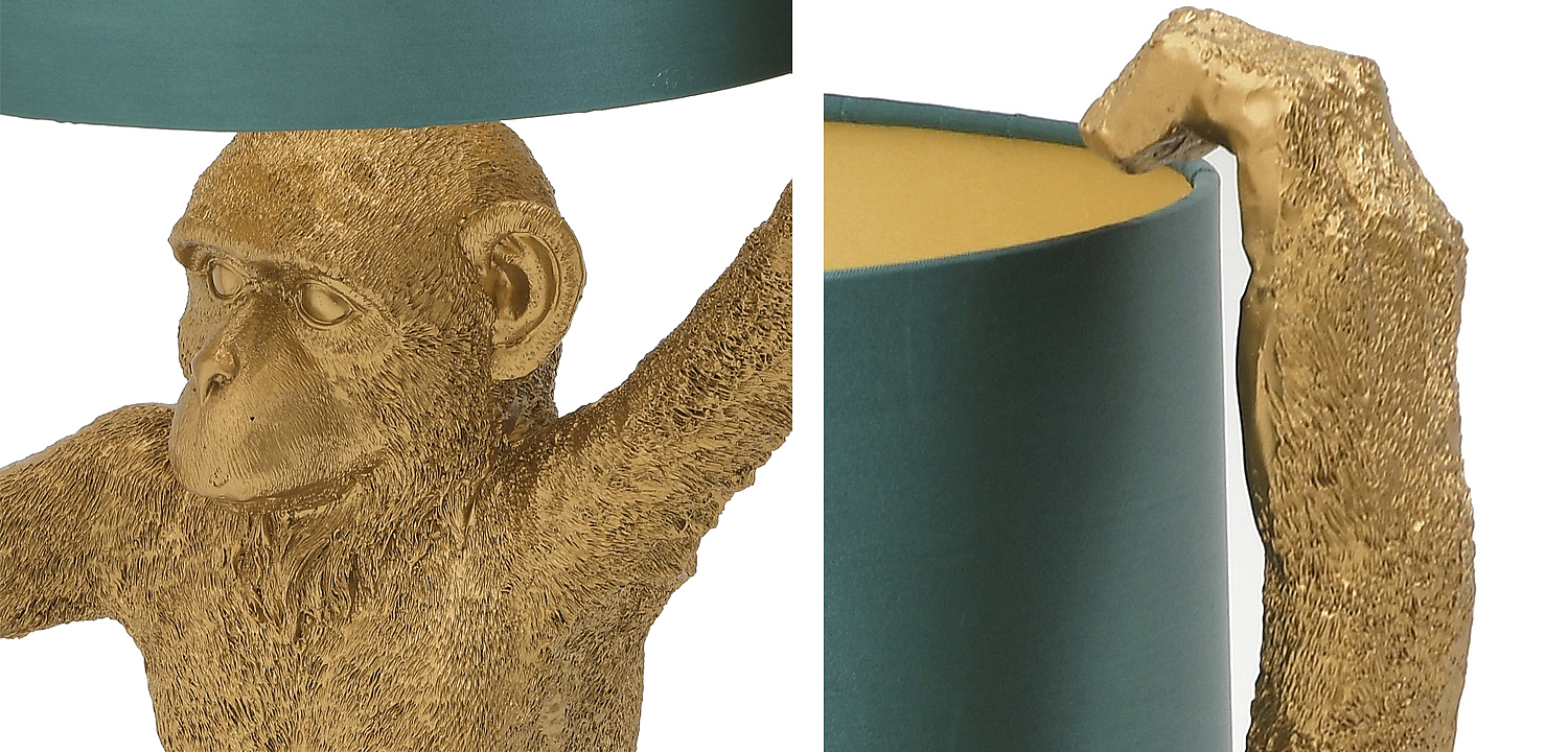 Настольная лампа Gold Monkey Holding Lampshade Настольная лампа Gold Monkey Holding Lampshade - Loft-Concept в Омске