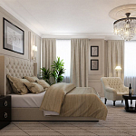 Кровать двуспальная бежевая с основанием из массива дерева с мягким изголовьем Flax Beds варинант исполнения - 4 | Loft Concept в Омске