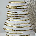 Ваза белая с рельефной поверхностью и золотыми полосами Vase Beehive варинант исполнения - 6 | Loft Concept в Омске