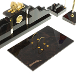 Настольный письменный набор из чёрного обсидиана с декором в виде льва Golden Lion варинант исполнения - 3 | Loft Concept в Омске