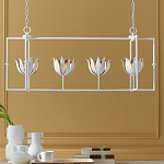 Люстра белая прямоугольная с абажурами в виде цветков тюльпана White Tulips варинант исполнения - 8 | Loft Concept в Омске