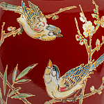 Настольная лампа бордовая с изображением птиц Slip Away варинант исполнения - 6 | Loft Concept в Омске