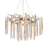 Люстра подвесная золотого цвета с разветвленными ветвями и прозрачными стеклянными подвесками Droplet Chandelier варинант исполнения - 1 | Loft Concept в Омске